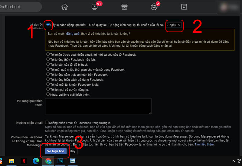 Cuối c&ugrave;ng bấm V&ocirc; hiệu ho&aacute;